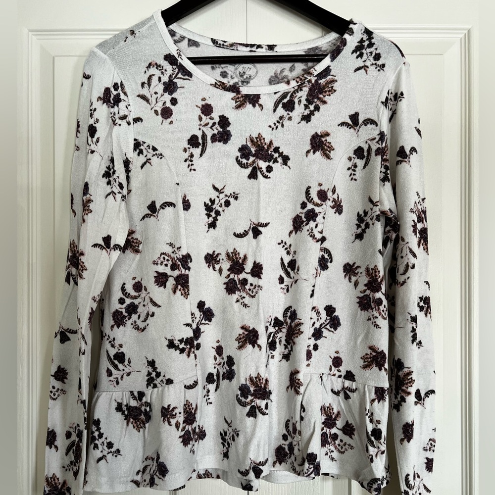 Maurices Floral Peplum Long Sleeved Top